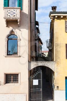 travel to Italy - narrow back street in Verona city in spring