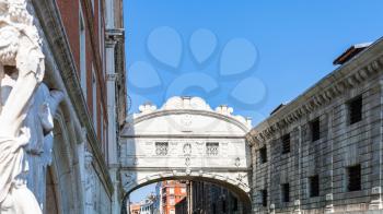 travel to Italy - view of Bridge of Sighs (Ponte dei Sospiri) over Rio di Palazzo canal in Venice city in spring