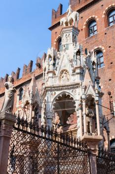travel to Italy - gothic style tomb of cansignorio della scala in arche scaligere (scaliger family tombs) in Verona city