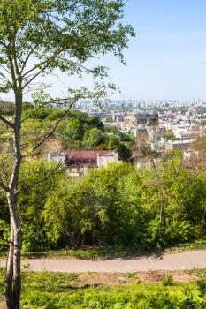 travel to Ukraine - Zamkova Hora hill (Castle Hill) and Podil district in Kiev city in spring