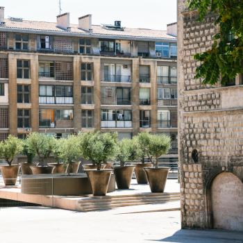 Travel to Provence, France - little ornamental public garden on street rue du Lacydon in Marseilles city