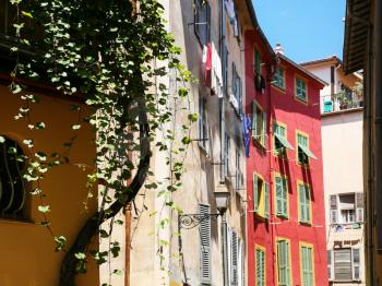 Travel to Provence, France - picturesque dwelling urban houses in old city of Nice