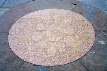 travel to Italy - plaque in pavement on site where Italian Dominican friar Savonarola was burnt on Piazza della Signoria in Florence city on 23 May 1498