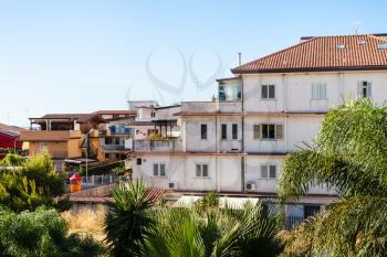 travel to Sicily, Italy - residential quarter on street via ischia in Giardini Naxos city in summer