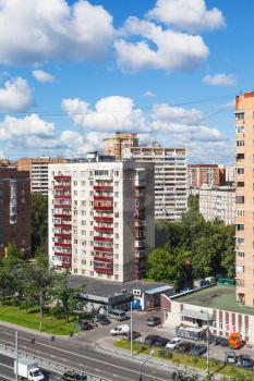 urban houses in Moscow city on Bolshaya Akademicheskaya street in Koptevo district in sunny summer day