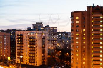 residential quarter in city in spring evening (Bolhaya Akademicheskaya street in Koptevo district of Moscow city )