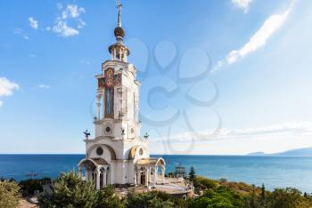 travel to Crimea - exterior of Church-lighthouse of St. Nicholas the Wonderworker near Malorechenskoe village on Crimean Southern Coast of Black Sea