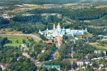 above view of New Jerusalem (Novoiyerusalimsky, Voskresensky Resurrection) Monastery in green suburb of Istra town in Moscow Region in summer day