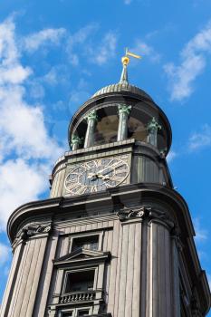 Travel to Germany - steeple St Michael's church (Hauptkirche Sankt Michaelis) in Hamburg city