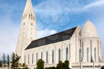 travel to Iceland - building of Hallgrimskirkja church in Reykjavik city in september