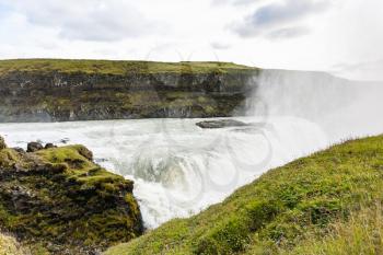 travel to Iceland - upstream of Gullfoss waterfall in canyon of Olfusa river in september