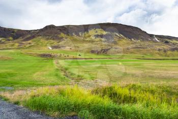 travel to Iceland - icelandic landscape in Hveragerdi Hot Spring River Trail area in september