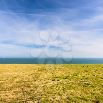 travel to France - surface of Cap Gris-Nez on English channel in Cote d'Opale district in Pas-de-Calais region of France in summer day