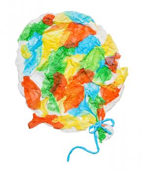 balloon glued from crumpled pieces of paper isolated on white background