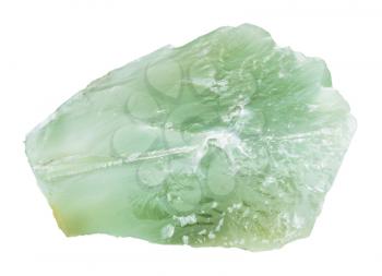 macro shooting of natural mineral - rough Prase (green quartz) stone isolated on white backgroung from Ural Mountains
