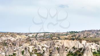Travel to Turkey - old mountain landscape in Goreme National Park in Cappadocia in spring