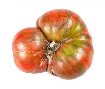 fresh large tomato with green veins isolated on white background