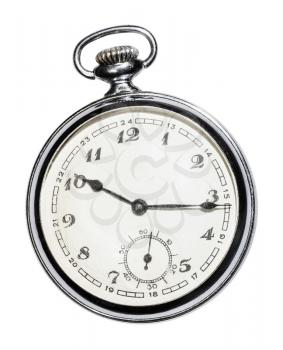 retro Pocket watch with white face isolated on white background