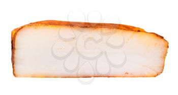 section of bacon (pork fatback) salted with paprika isolated on white background