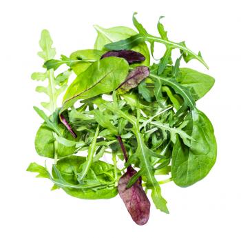 mix of assorted salad greens isolated on white background
