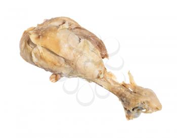 single boiled chicken leg isolated on white background