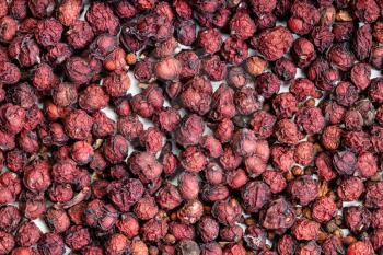 food background - dried magnolia berries (Schisandra chinensis fruits)