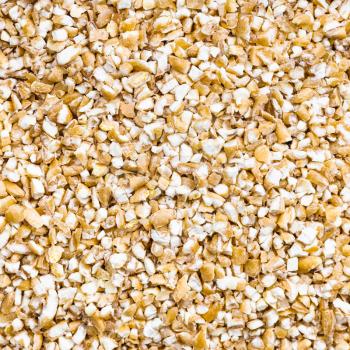 square food background - wheat groats (crushed partly hulled wheat grains) close up