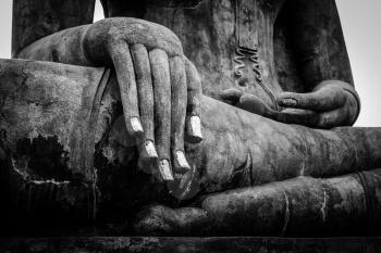 Buddha statue hand close up detail. Sukhothai, Thailand