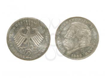 Old Germany monetary unit mark isolated on white background.