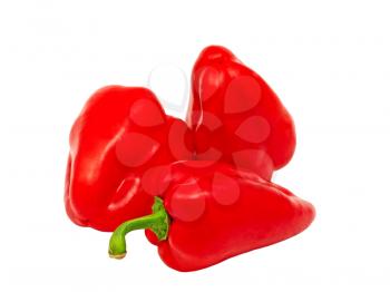 Sweet red peppers isolated on white background.