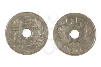 Danmark monet isolated on white background.