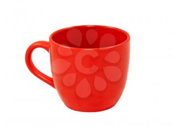 Red tea cup isolated on white background.