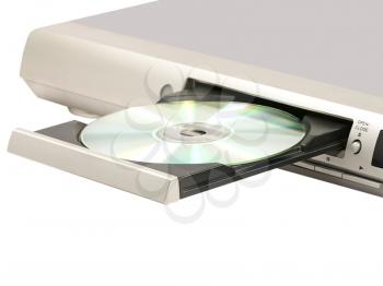 CD/DVD recorder with opened doors on white background.