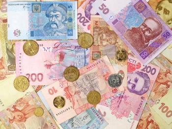 Ukrainian money hryvnia suitable as background.