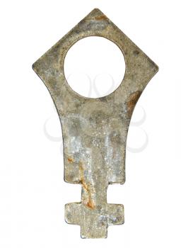 Old key isolated on a white background.