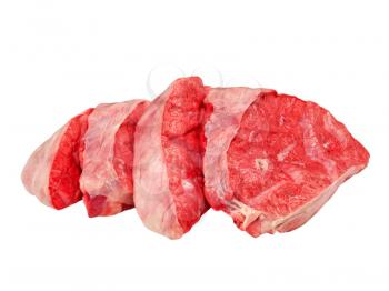 Sliced cow lung isolated on a white background.