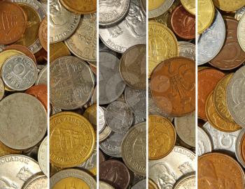 Money collage.Different coins taken closeup. 