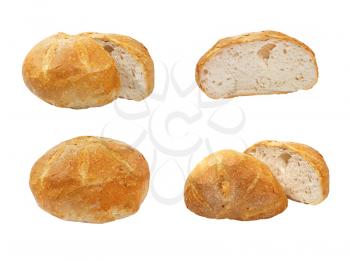 Set of appetizing bread isolated on white background.