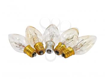 Set of light bulbs isolated on white background.