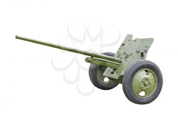 The 45-mm Russian division cannon gun from WWII isolated on white background.