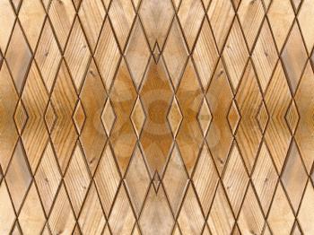 Rhombus shape brown wooden pattern as abstract background.