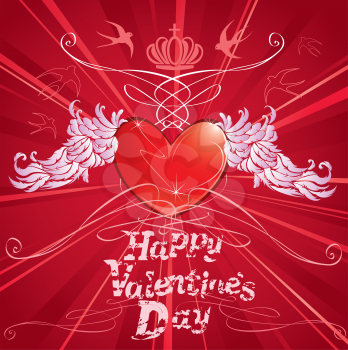 Heart and wings,abstract background for Valentine`s Day design
