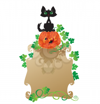 Funny Halloween Cat and Pumpkin
