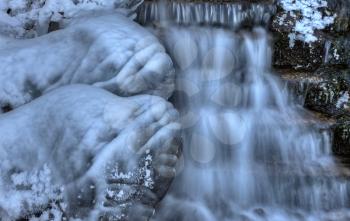 Waterfall near Johnston Canyon Alberta in Winter