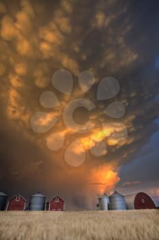 Sunset Storm Clouds Canada lightning granary Saskatchewan