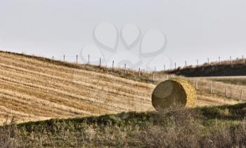 Hay Bale  against a newly swathed field
