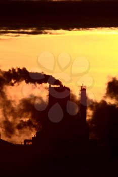 Industry at sunset Saskatchewan