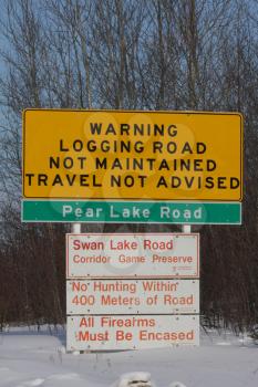 Logging Warning Sign Saskatchewan North