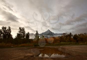 Reflection in puddle of British Columbia mountain