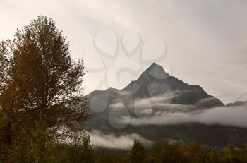 low clouds around British Columbia mountain